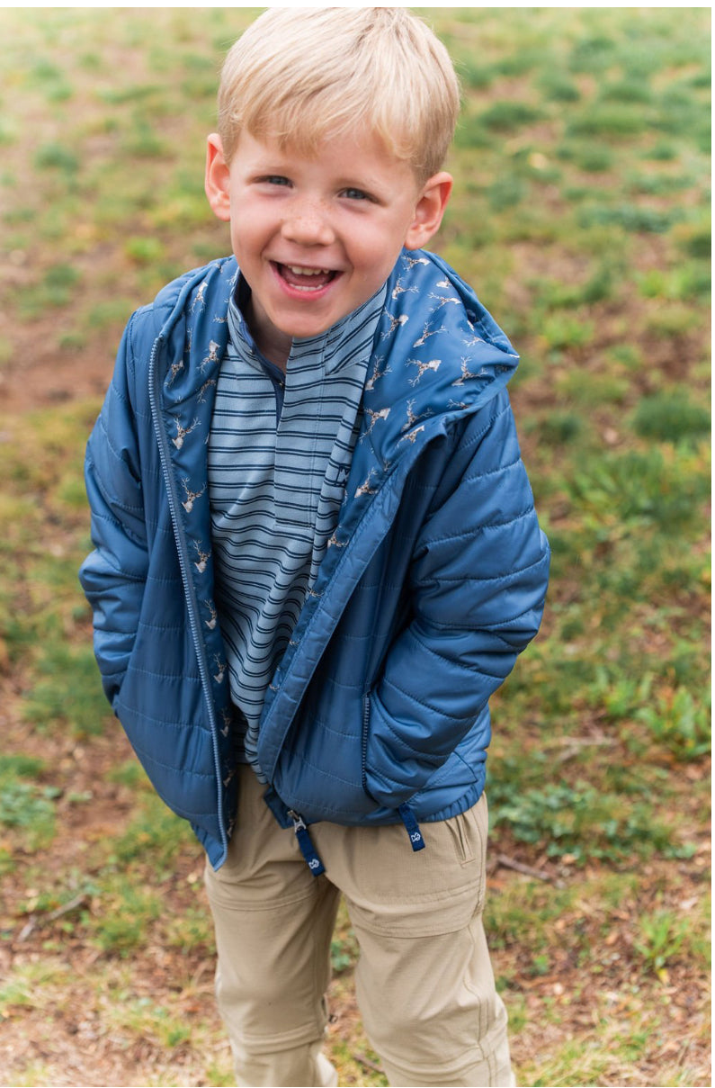 Hooded Puffer Jacket - Copen Blue