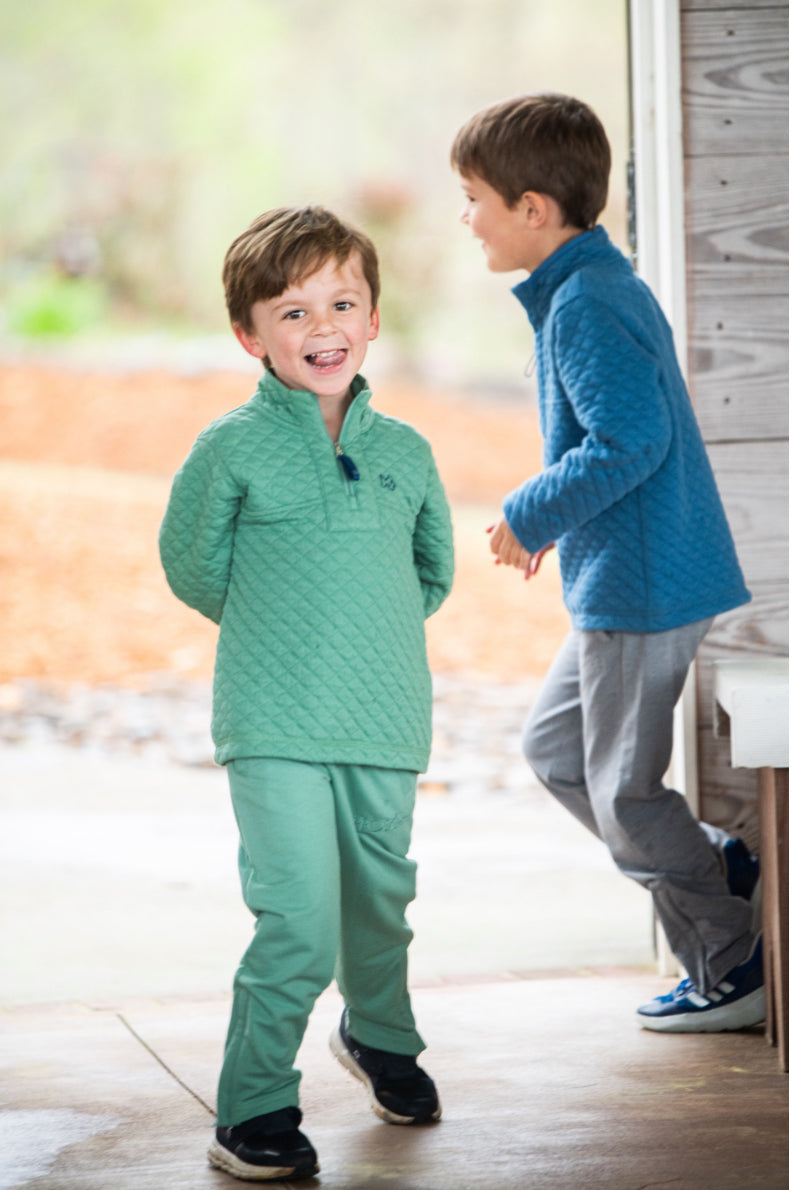 Quilted Zip Pullover - Frosty Spruce