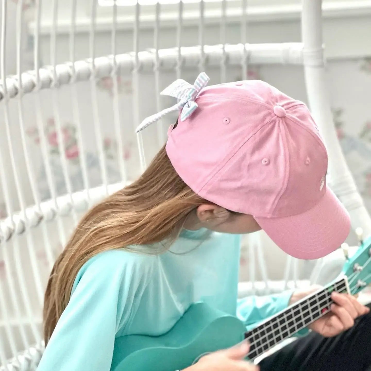 Rainbow Sparkle Bow Baseball Hat (Youth)