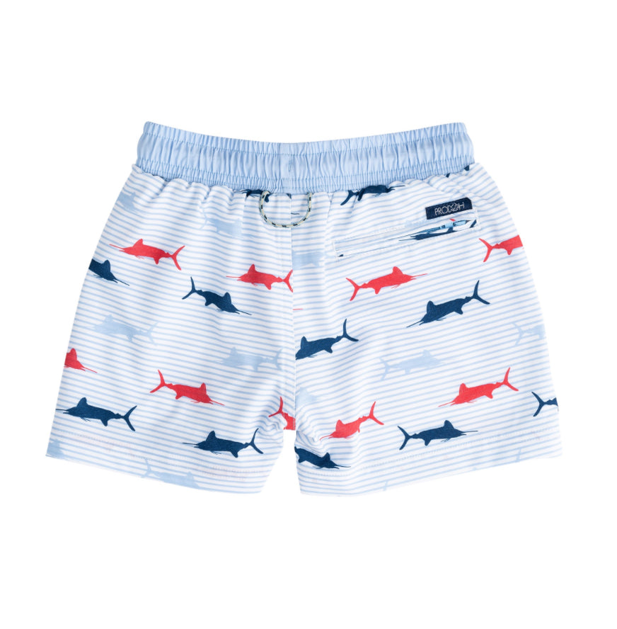 *PREORDER* BOYS BOOGIE BOARD SWIM TRUNKS - WINDSURFER FISH PRINT