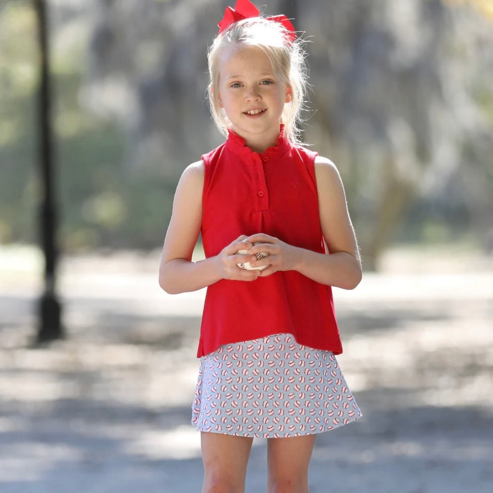 Red Pique Knit Top
