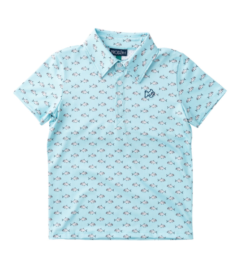 *PREORDER* BOYS' PRO PERFORMANCE SHORT SLEEVE POLO - AFRICAN POMPANO FISH PRINT