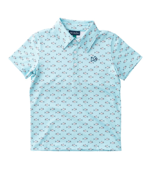 *PREORDER* BOYS' PRO PERFORMANCE SHORT SLEEVE POLO - AFRICAN POMPANO FISH PRINT