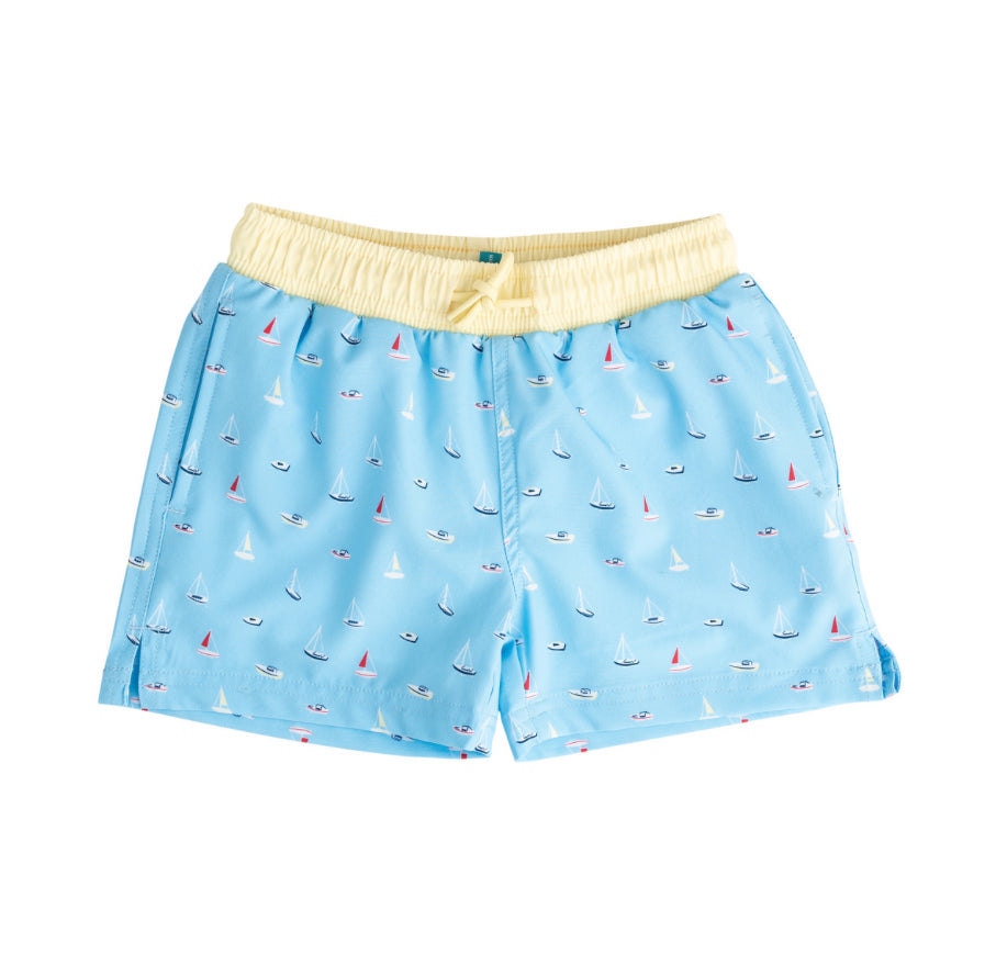 *PREORDER* BOYS BOOGIE BOARD SWIM TRUNKS - BALTIC SEA BOATS IN THE BAY