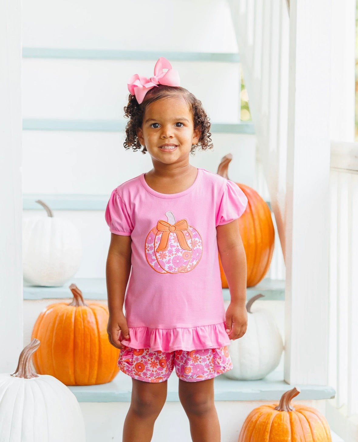 Pumpkin Petals Applique Ruffle Short Set