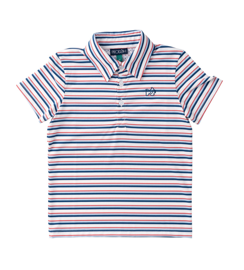 *PREORDER* BOYS' PRO PERFORMANCE SHORT SLEEVE POLO - INDEPENDENCE DAY STRIPE