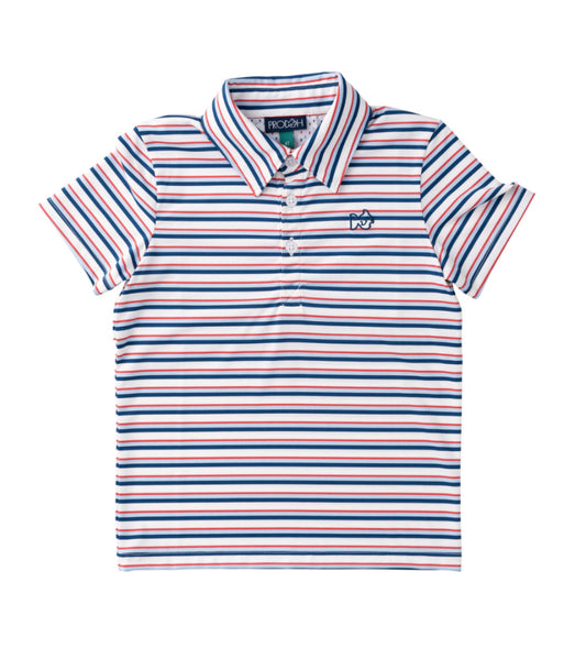 *PREORDER* BOYS' PRO PERFORMANCE SHORT SLEEVE POLO - INDEPENDENCE DAY STRIPE