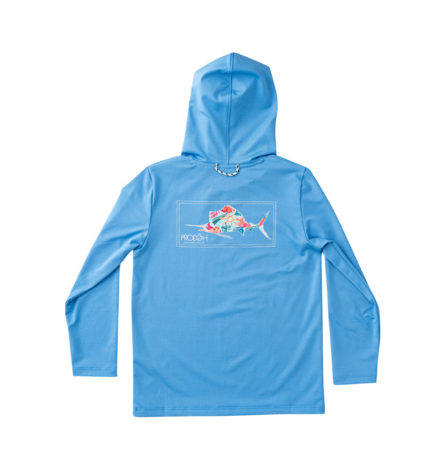 *PREORDER* KID'S PRO PERFORMANCE HOODIE T-SHIRT - MARINA BLUE