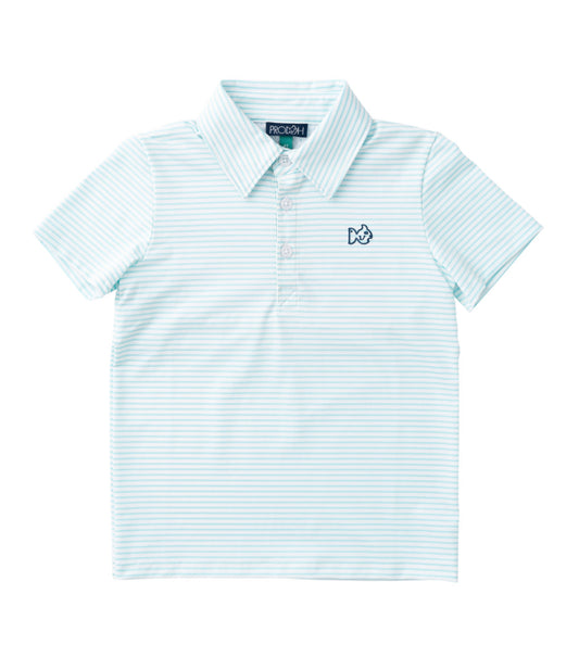 *PREORDER* BOYS' PRO PERFORMANCE SHORT SLEEVE POLO - ARUBA BLUE STRIPE