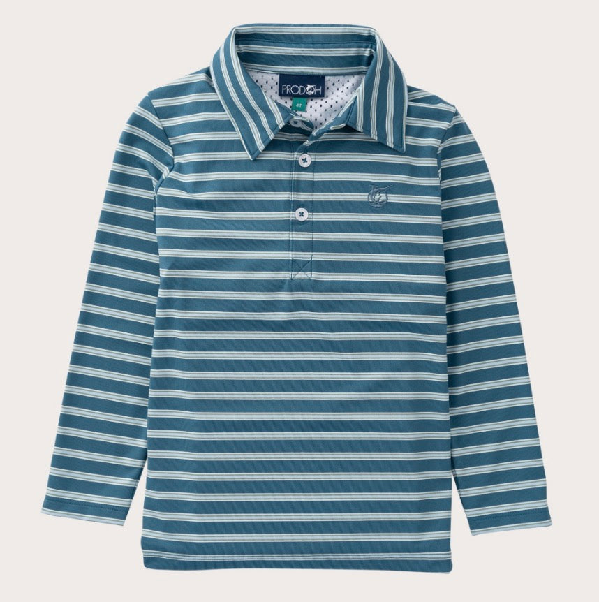 PREORDER Boy's Long Sleeve Pro Performance Polo - Tapestry Stripe
