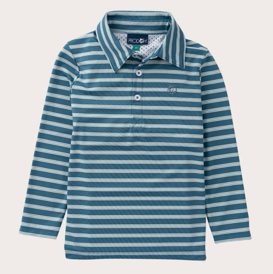 PREORDER Boy's Long Sleeve Pro Performance Polo - Tapestry Stripe