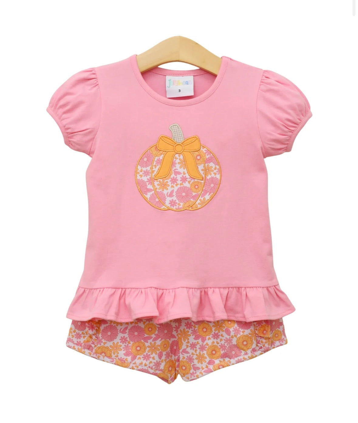 Pumpkin Petals Applique Ruffle Short Set