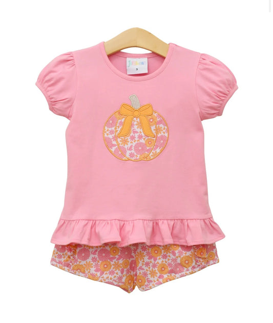 Pumpkin Petals Applique Ruffle Short Set