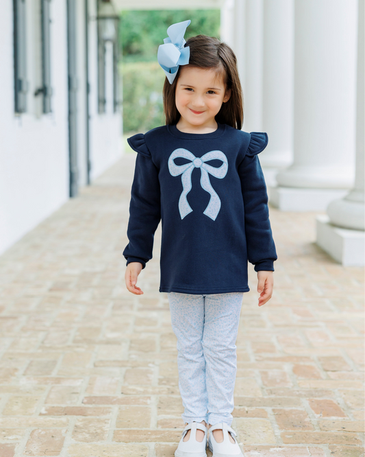 Blue Blooms Ruffle Sweatshirt Set