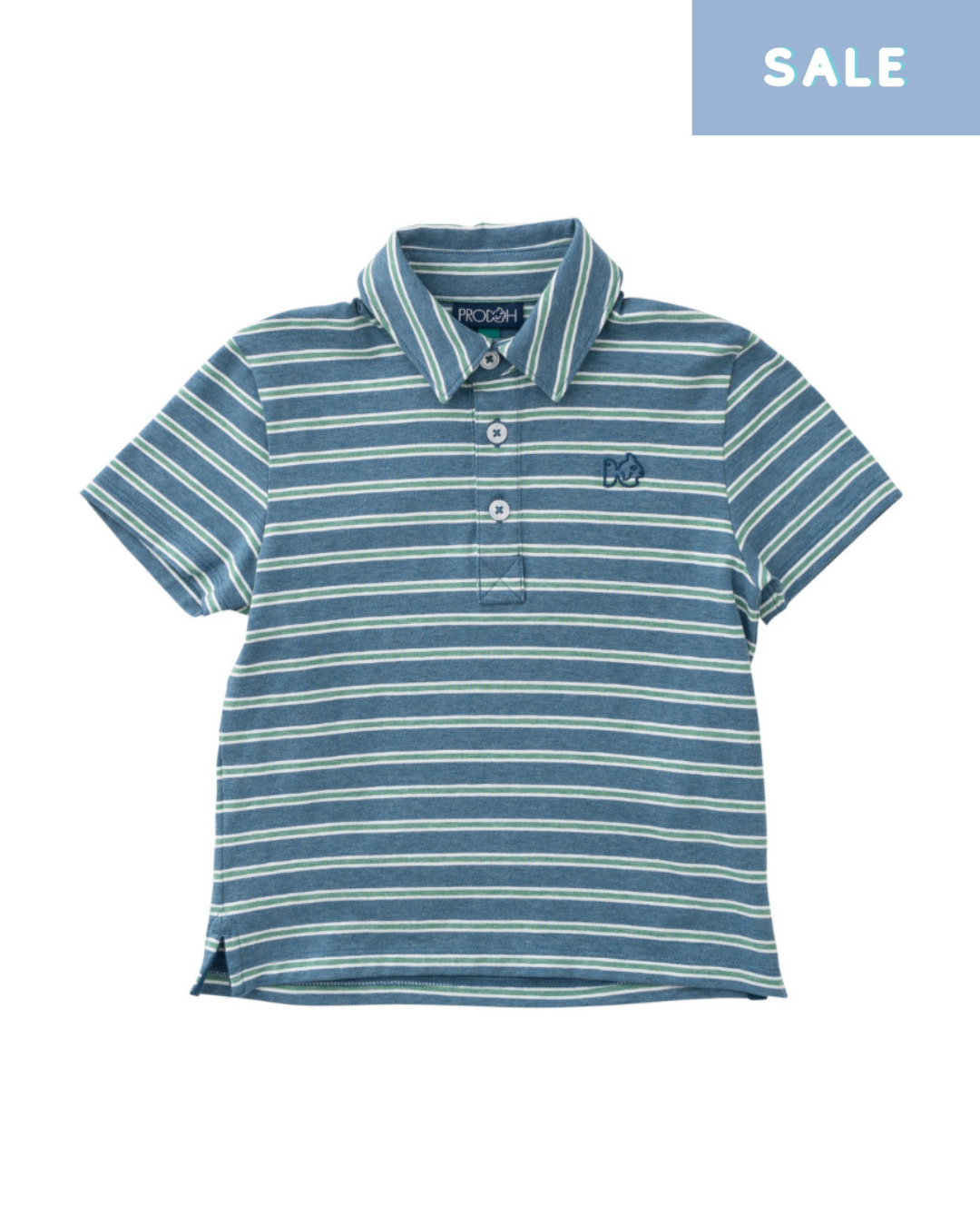 Short Sleeve Too Cool For School Polo - Copen Blue Frosty Spruce Stripe