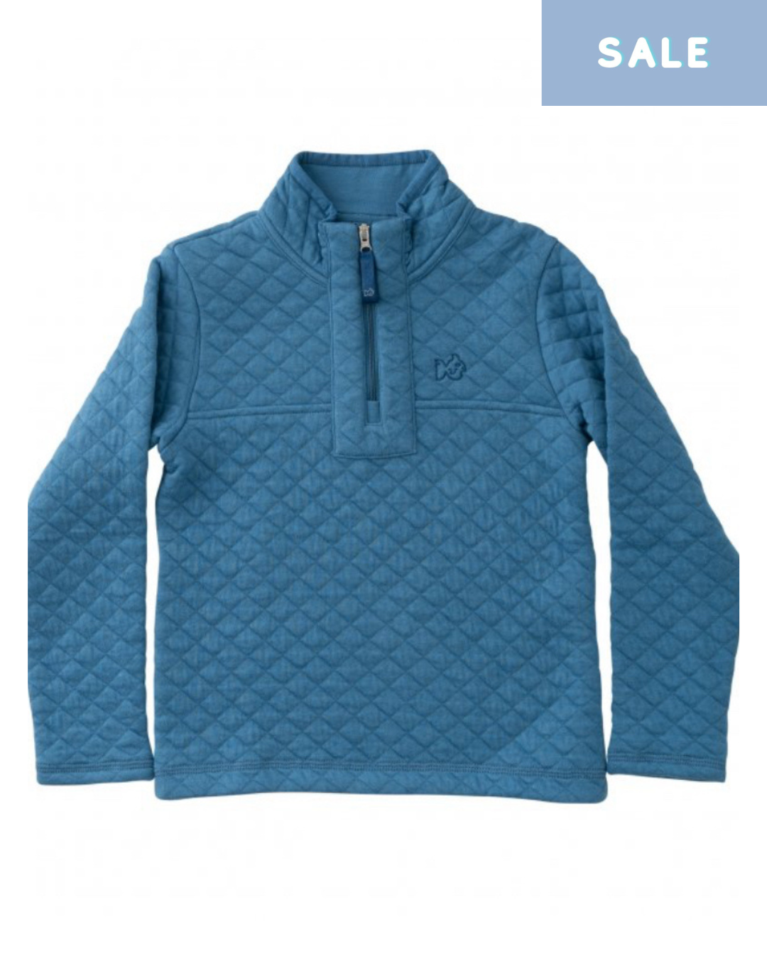 Quilted Zip Pullover - Copen Blue