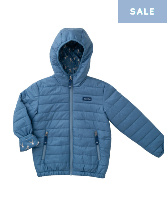 Hooded Puffer Jacket - Copen Blue