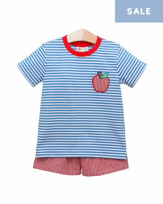 Apple Pocket Applique Short Set